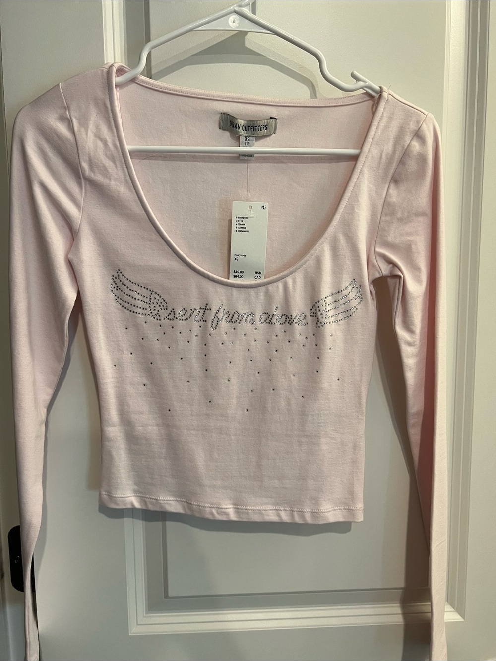 Urban Outfitte Women's 'Sent from Above' Long Sleeve Scoop Neck Top - Light Pink